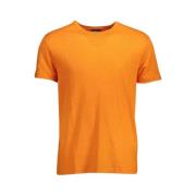 Stilfuld Orange Linned T-shirt med Korte Ærmer