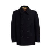 Sort Peacoat med Funktionelle Detaljer