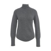 Ribstrikket sweater med stående krave