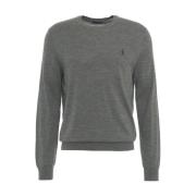 Ribstrikket sweater, rund hals, logo broderi