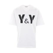 Oversize Bomuld Jersey T-shirt med Y&Y Print