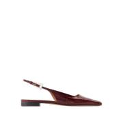 Krokopræget Læder Slingback - Burgundy