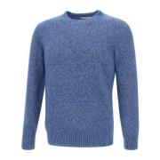 Blå Crew Neck Uld Sweater