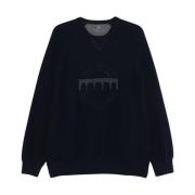 Navy Blue Sweater med Broderet Logo