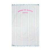 Stribet frynset fouta med broderi