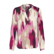 Pink Abstract Print Bluse