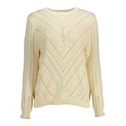 Elegant Broderet Sweater Rund Hals