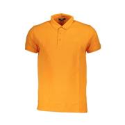 Orange Bomuld Polo Skjorte med Broderi