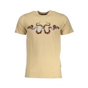 Beige Bomuld Logo Print T-shirt