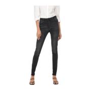 Mid Waist Skinny Jeans med Blomsterdesign