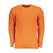 Orange Diamond Mønster Crew Neck Sweater