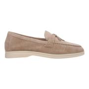 Kvinders Beige Tassel Loafers lavet af Velour ER00112681