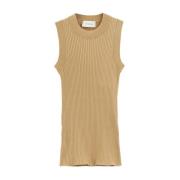 Beige Ribbet Tank Top