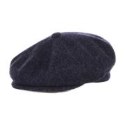 Navy Marl Uld Flat Cap Hat