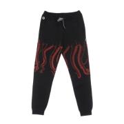 Sorte Sweatpants Elastisk Talje Blæksprutte Print