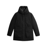 Arktisk Parka i Sort Poly Twill