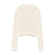 Ivory Strik Puffærme Sweater