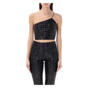 Sort One Shoulder Paillettes Top