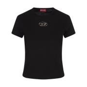 Sort Slim Fit T-shirt med Oval D Logo