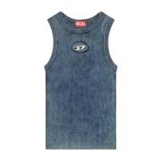 Ribbet bomuld tanktop med metallogo