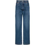 Blå Bomuld Denim Straight Jeans