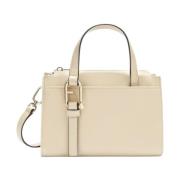 Beige Læder Satchel Håndtaske