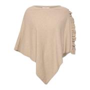 Oversized Poncho med Ruffle Detalje