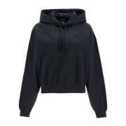 Børstet Jersey Boxy Hoodie med Logo