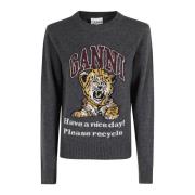 Tiger Grafisk Uld Crewneck Sweater