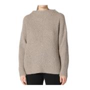 Fluffy Ribbed Cone Jumper i Børstet Garn