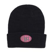 Sort Beanie Hat med Broderet Logo