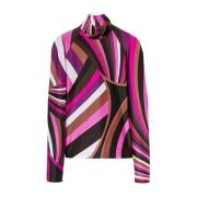 Grafisk Print Fuchsia Sweater