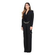 Elegant Sort Jumpsuit med Charms Bælte