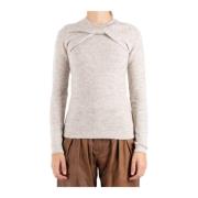 Beige Pullover Med Rund Hals