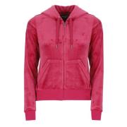 Fuchsia Hoodie med Logo Lynlås Lukning