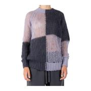 Lilla/Grå Mohair Uld Sweater