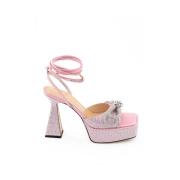 Elegant Pink Lder Platform Sko