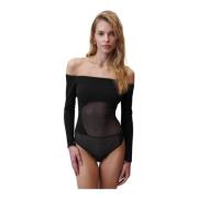 Black Bombshell Bodysuit with Open Shoulders