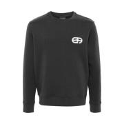 Logo Broderet Sweatshirt med Rund Hals