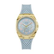 Damearmbåndsur ZEST Multifunktion Lyseblå, Guld 39 mm GW0694L1