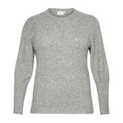 Grå Melange Strik Pullover