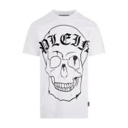 Skull Print Hvid T-shirt Polos