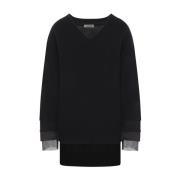 Sort Uld V-Hals Sweater