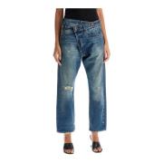 Asymmetrisk Denim Crossover Jeans