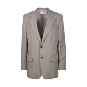 Taupe Two Buttons Jacket