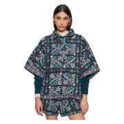 Blomstret quiltet poncho