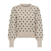 Beige Strik Rund Hals Sweater