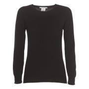 Sort Cashmere Uld Sweater Kvinder Rund Hals