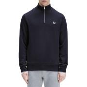 Blå Halv Zip Sweatshirt Bomuld Regular