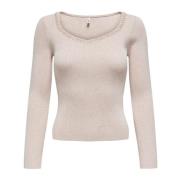 Beige Knitwear med Sweetheart Neckline